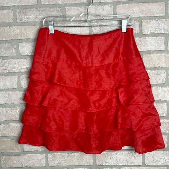 REISS Tiered Linen Silk SKIRT  size 12 - Picture 1 of 8